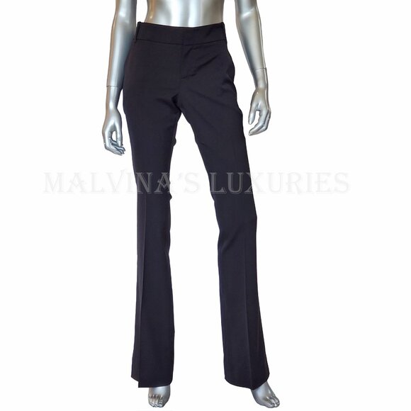 GUCCI PANTS BLACK STRETCH WOOL SILK BLEND FLARED TROUSERS sz IT 42 US 6 - Picture 1 of 12